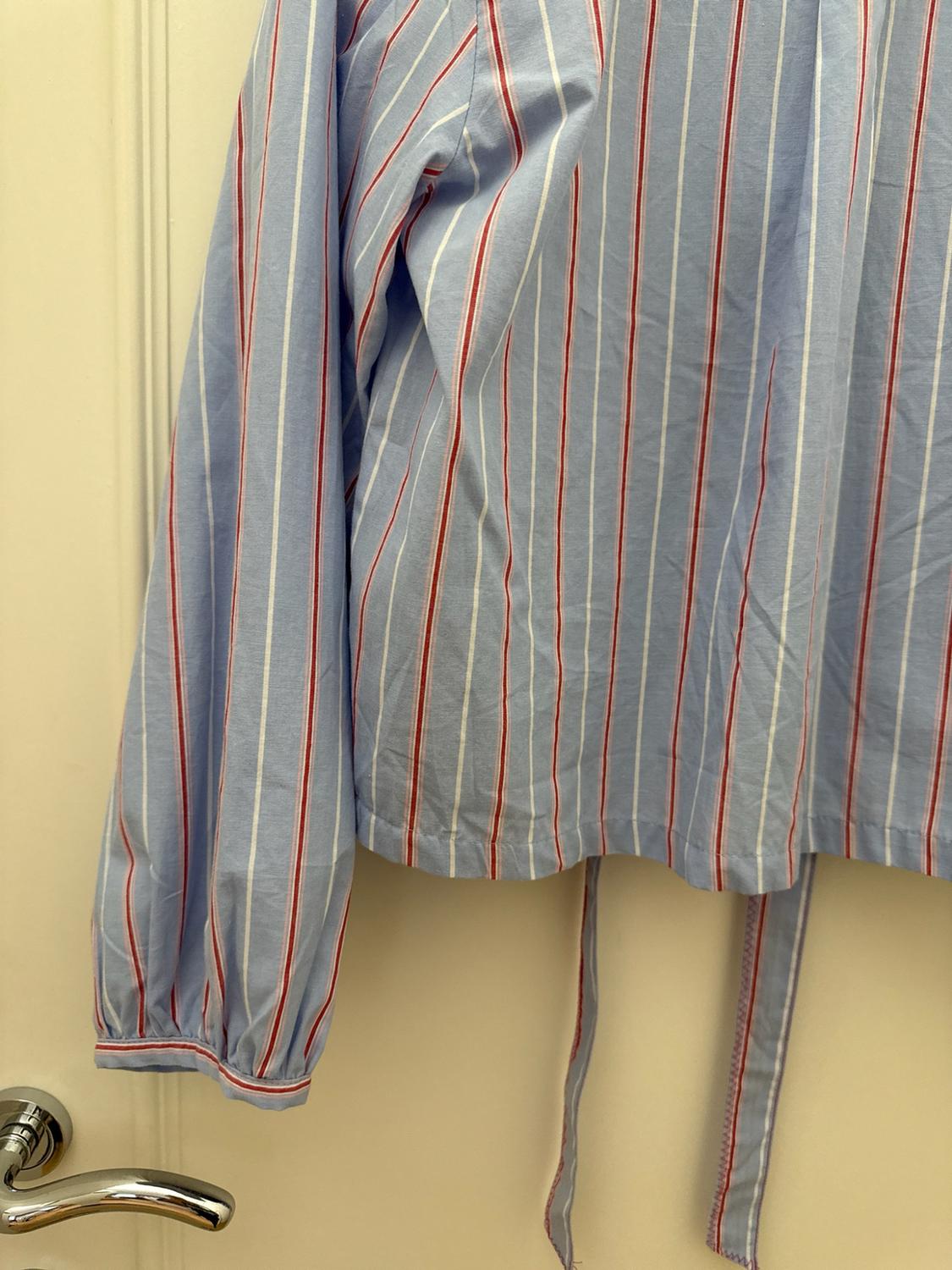 STRIPED TIE-FRONT POPLIN SHIRT - Image 6