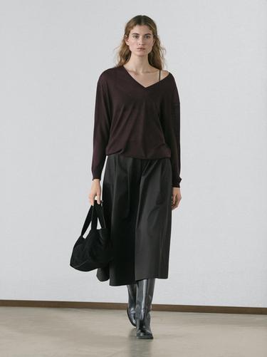 Zara Midi skirt with box pleats - Black - Image 0