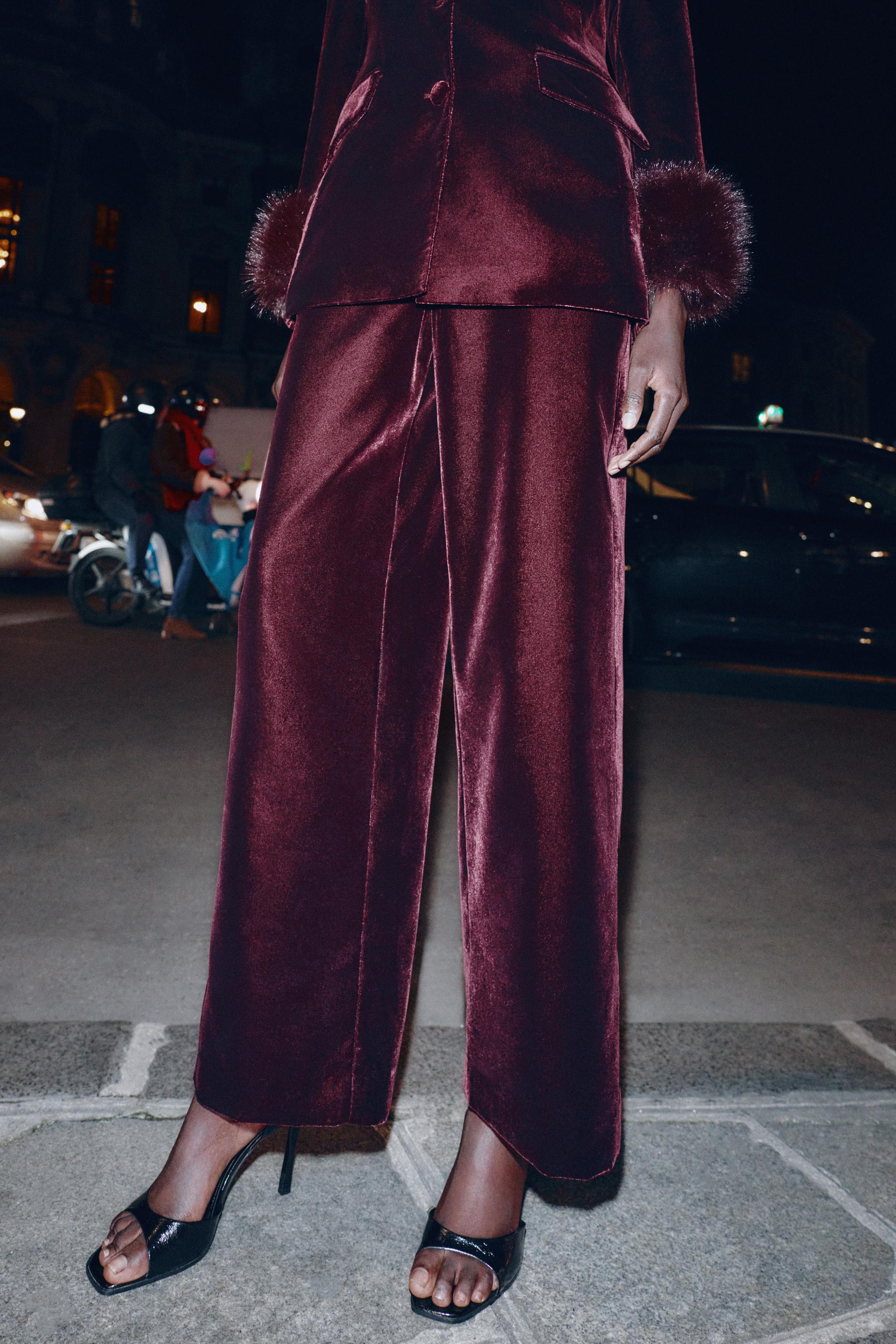 VELVET WIDE LEG PANTS