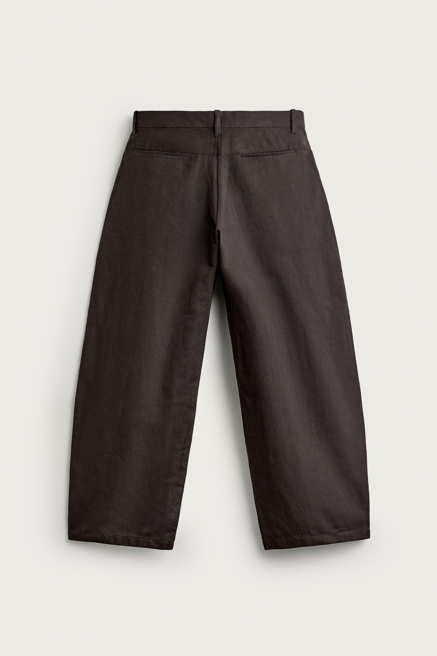 Мужские брюки Zara Barrel-Fit, цвет: Шоколадный коричневый — фото 8