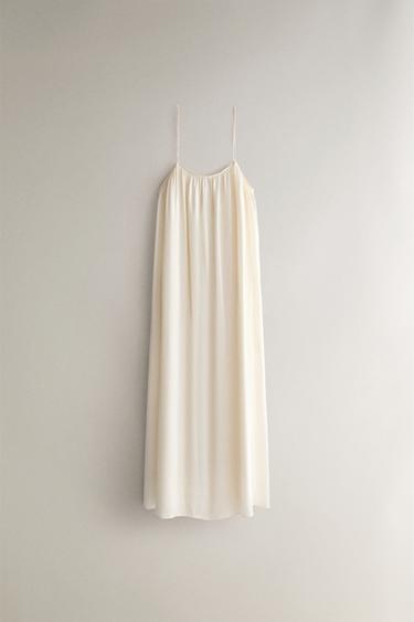 MULBERRY SILK STRAPPY NIGHTDRESS - Ecru by Zara - Image 0