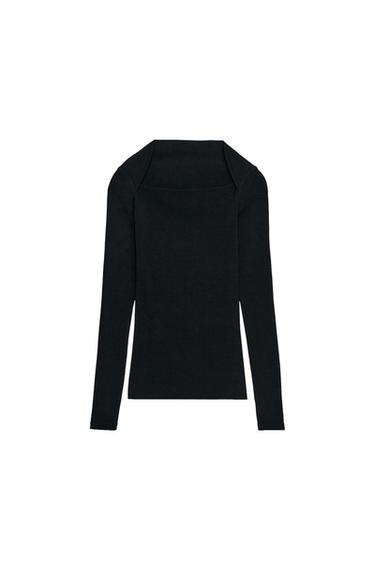 CAMISETA RIB MANGA LARGA - Negro de Zara