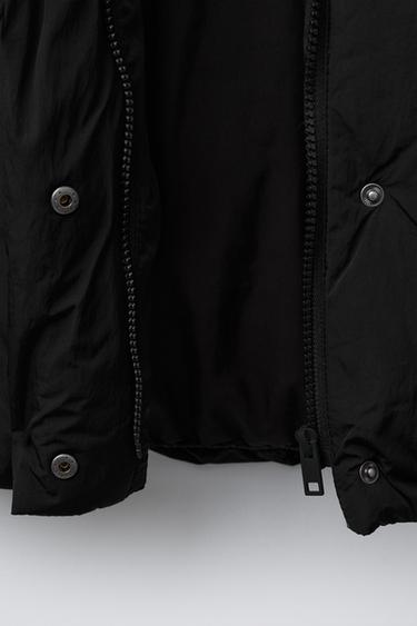 MANTEAU À BOUTONNAGE CROISÉ AVEC CAPUCHE ET LACETS - Noir de Zara - Image 8