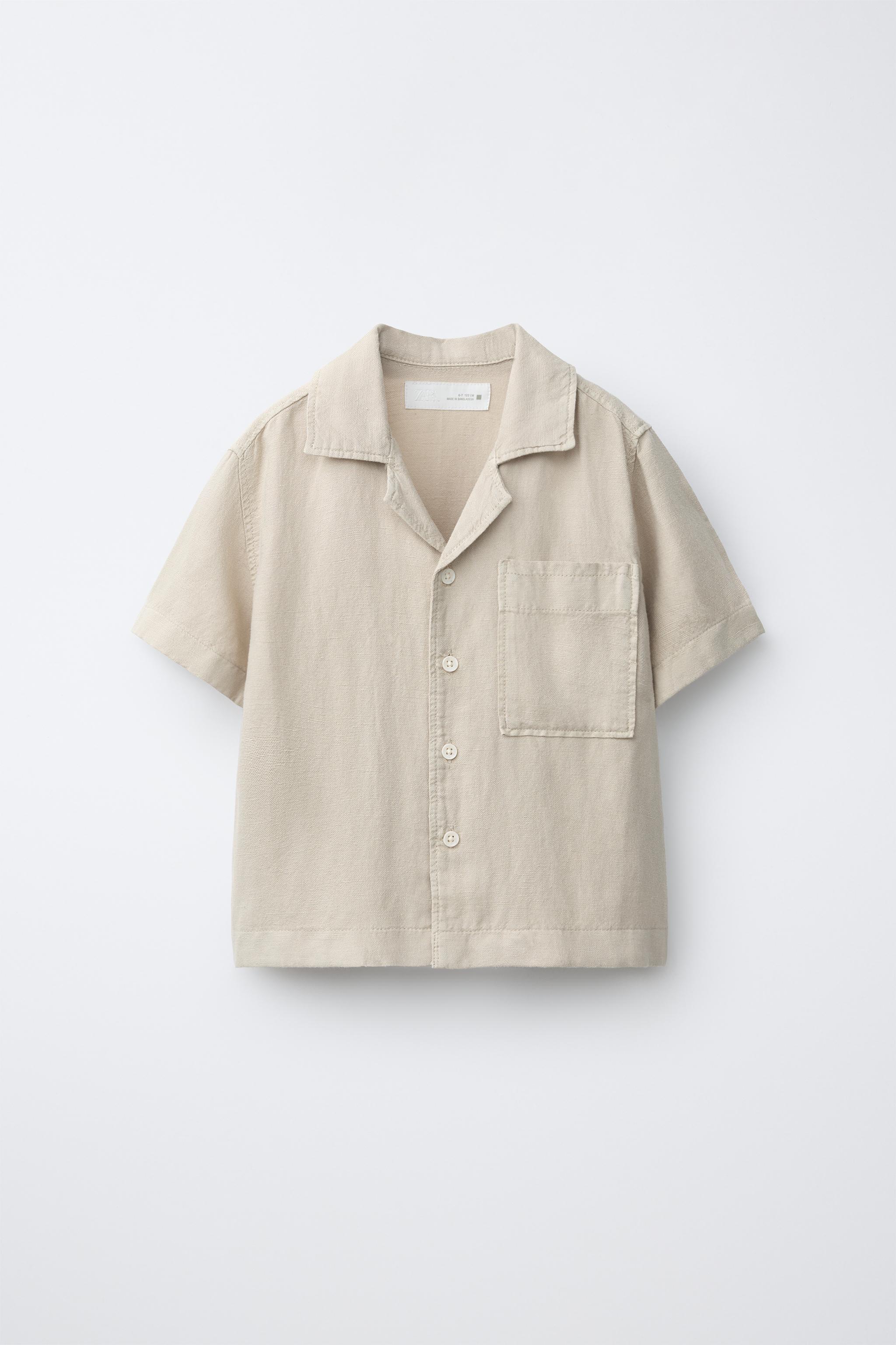 Zara LINEN BLEND POCKET SHIRT
