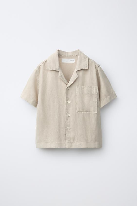 CAMISA BOLSILLO CON LINO - Arena de Zara - Imagen 0