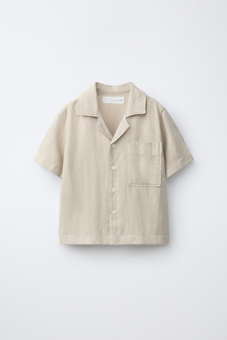 Camisa bolsillo con lino