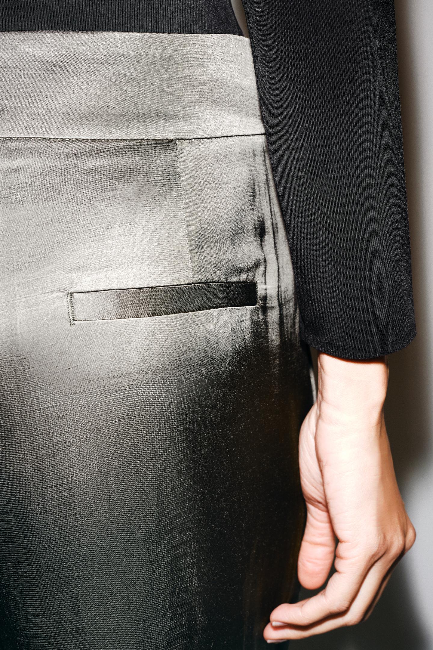 Женские брюки Zara ZW Collection Satin Wide-Leg, цвет: Серый — фото 4
