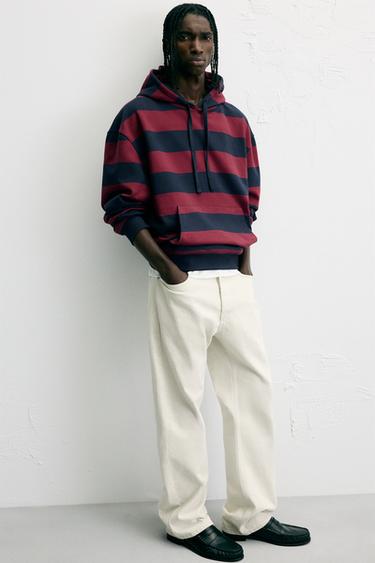 STRIPED HOODIE - Red by Zara - Image 0