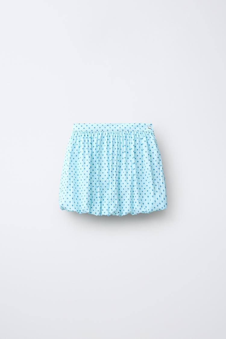 POLKA DOT BALLOON SKIRT — Light blue