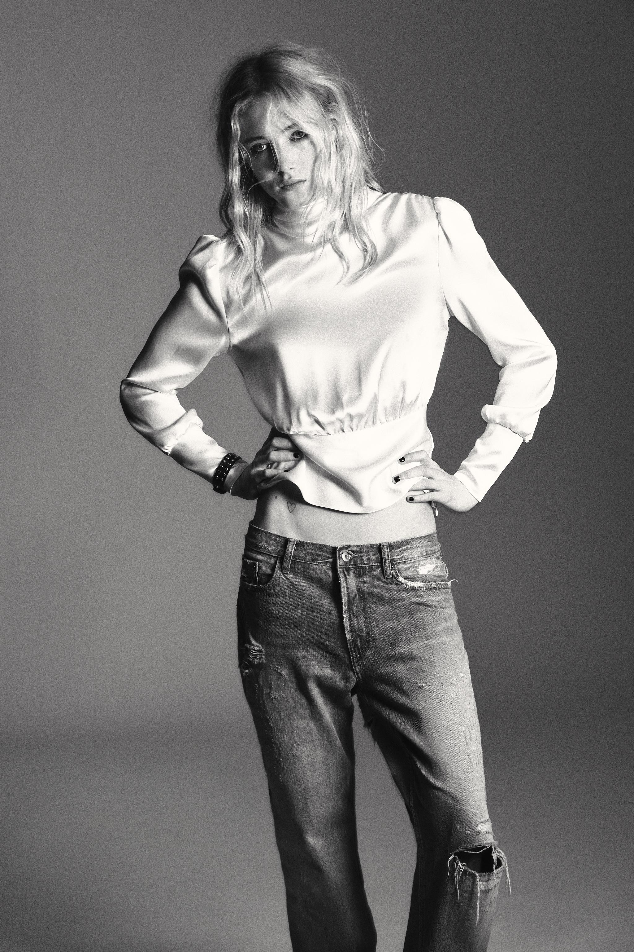 SATIN EFFECT SHIRT WITH TIED BACK