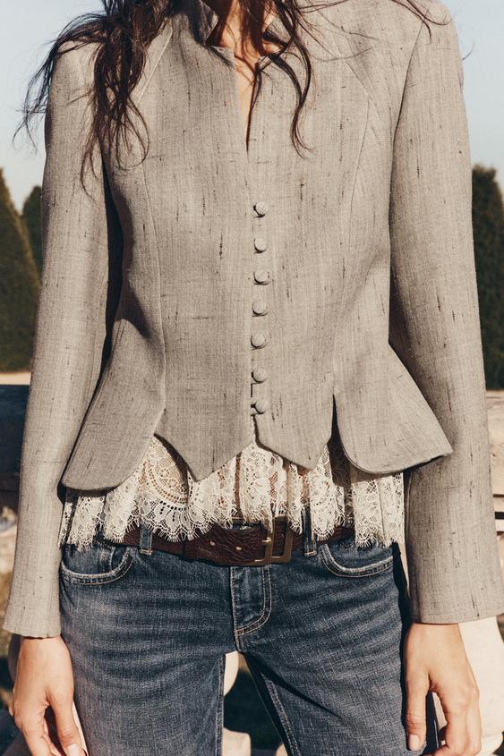 BLAZER COMBINÉE AVEC LAINE ZW COLLECTION - Beige de Zara - Image 3