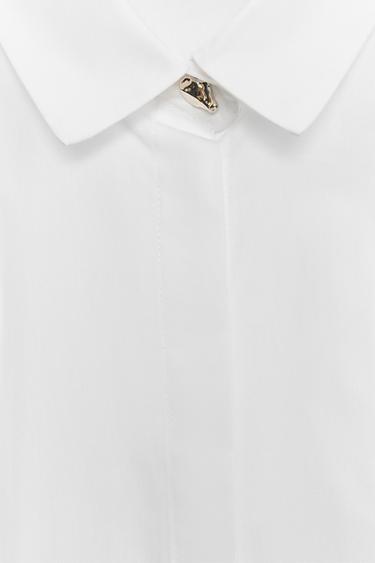 CHEMISE EN POPELINE À PLIS - Blanc de Zara - Image 6