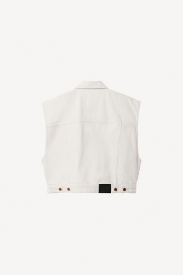 GILET EN DENIM COUPE CARRÉE WILLY CHAVARRIA X ZARA - Écru de Zara - Image 4