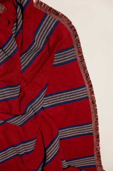 STRIPED COTTON BLANKET - Red by Zara