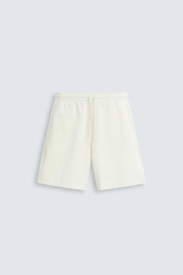 BERMUDA COM TEXTURA INTERLOCK - Branco-marfim da Zara