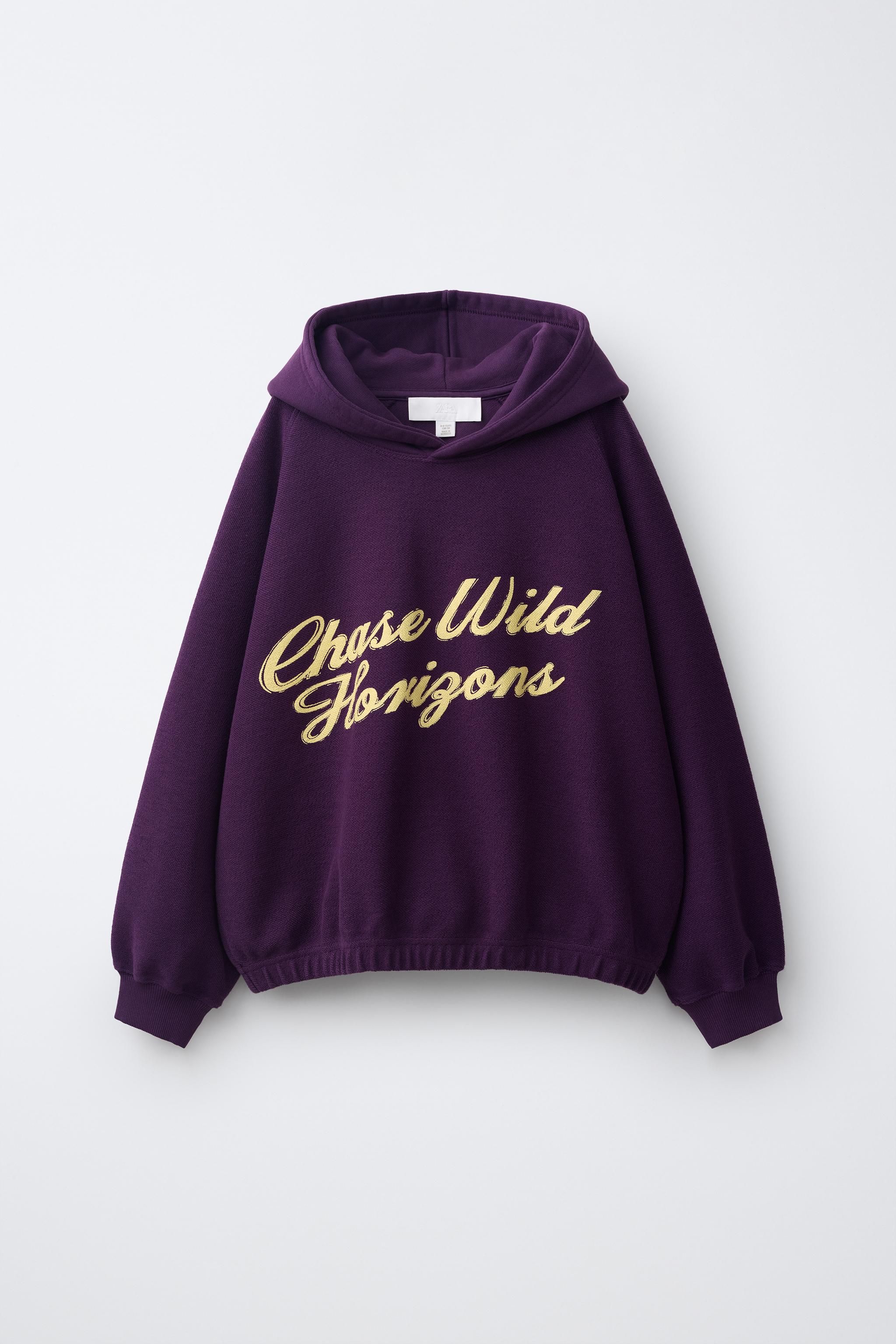 TEXT PRINT HOODIE — Purple