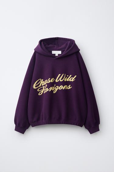 SLOGAN PRINT HOODIE - Purple by Zara - Image 0