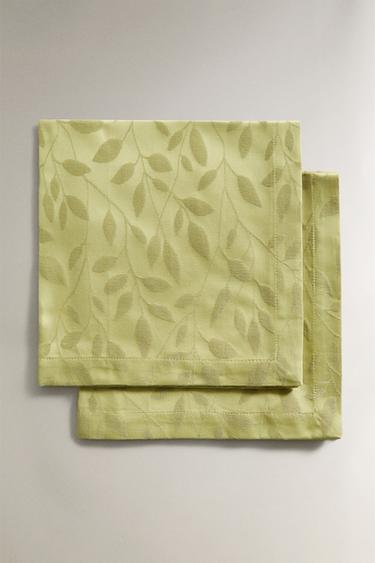 SERVIETTE DE TABLE JACQUARD VEGETAL (LOT DE 2) - Vert de Zara - Image 0