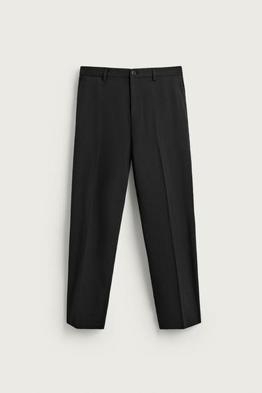 PANTALÓN CON LANA REGULAR FIT NON IRON - Negro de Zara
