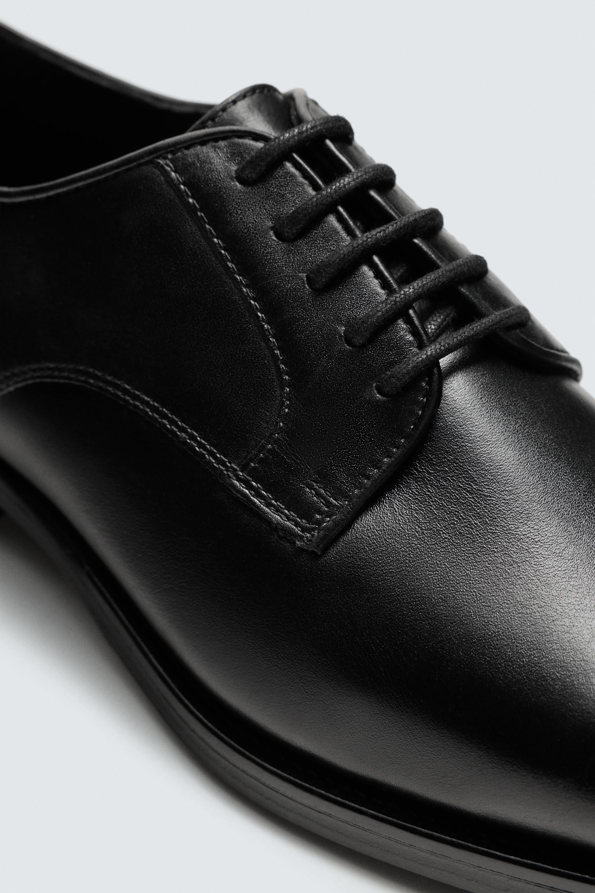 LEATHER DRESS SHOES - Brown | ZARA Singapore