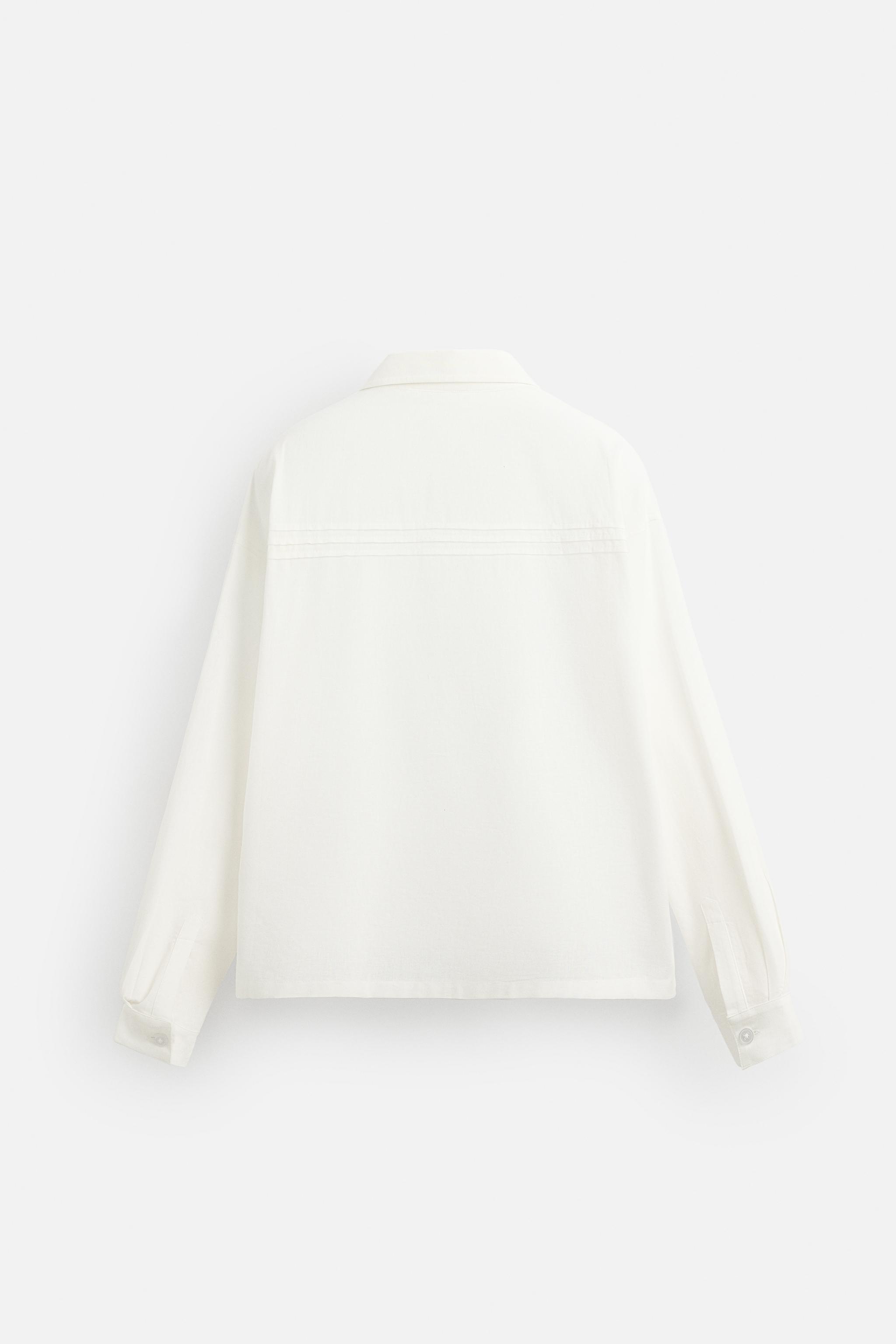 COTTON - LINEN TUCKED SHIRT - White | ZARA United States