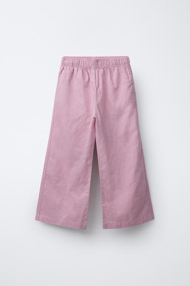 PANTALÓN WIDE LEG CON LINO - Rosa de Zara