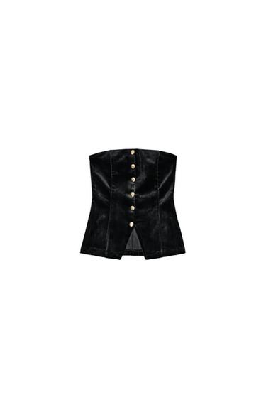TOP PALABRA DE HONOR TERCIOPELO - Negro de Zara