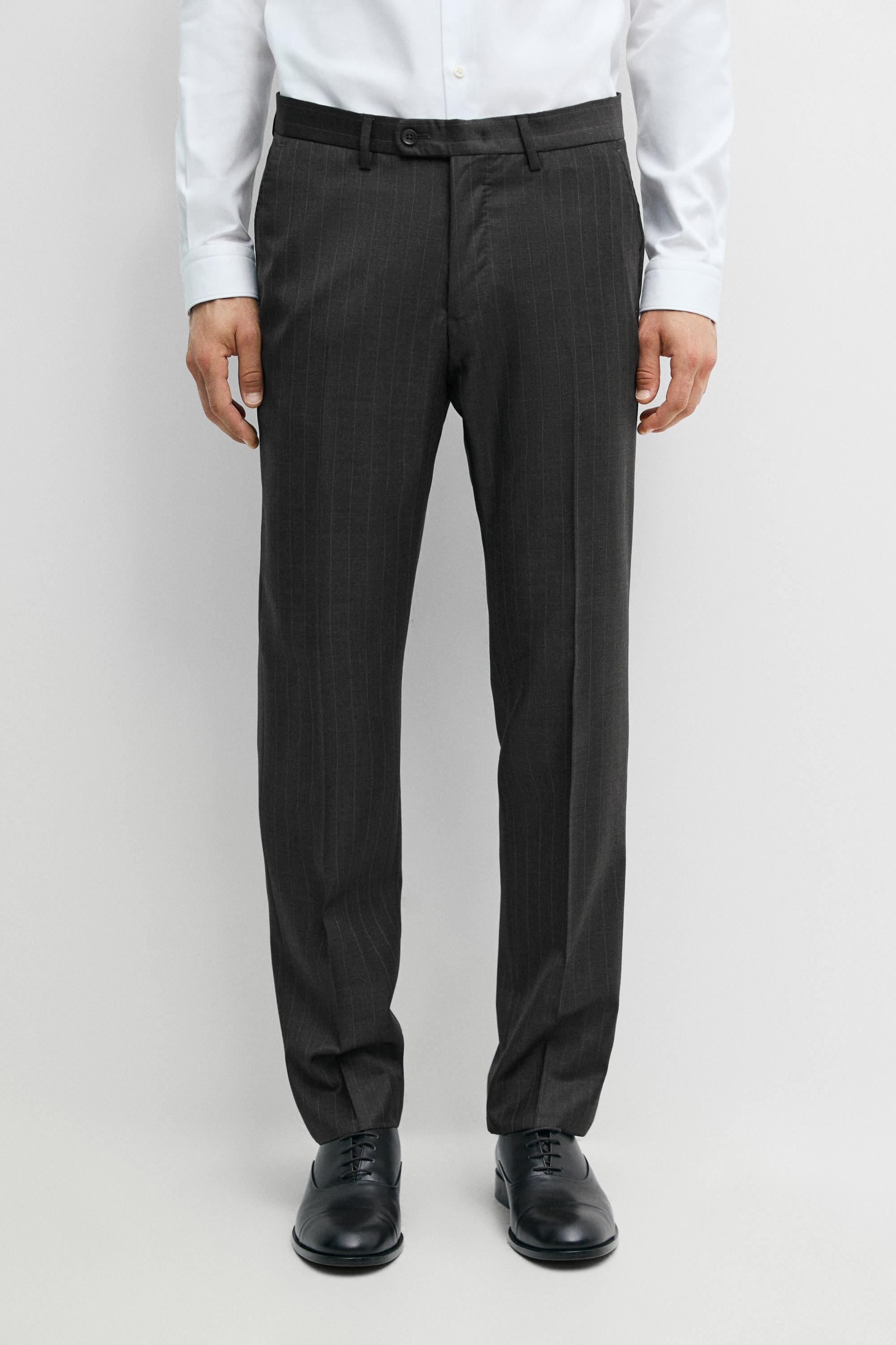 100% wool striped suit trousers — Anthracite Gray