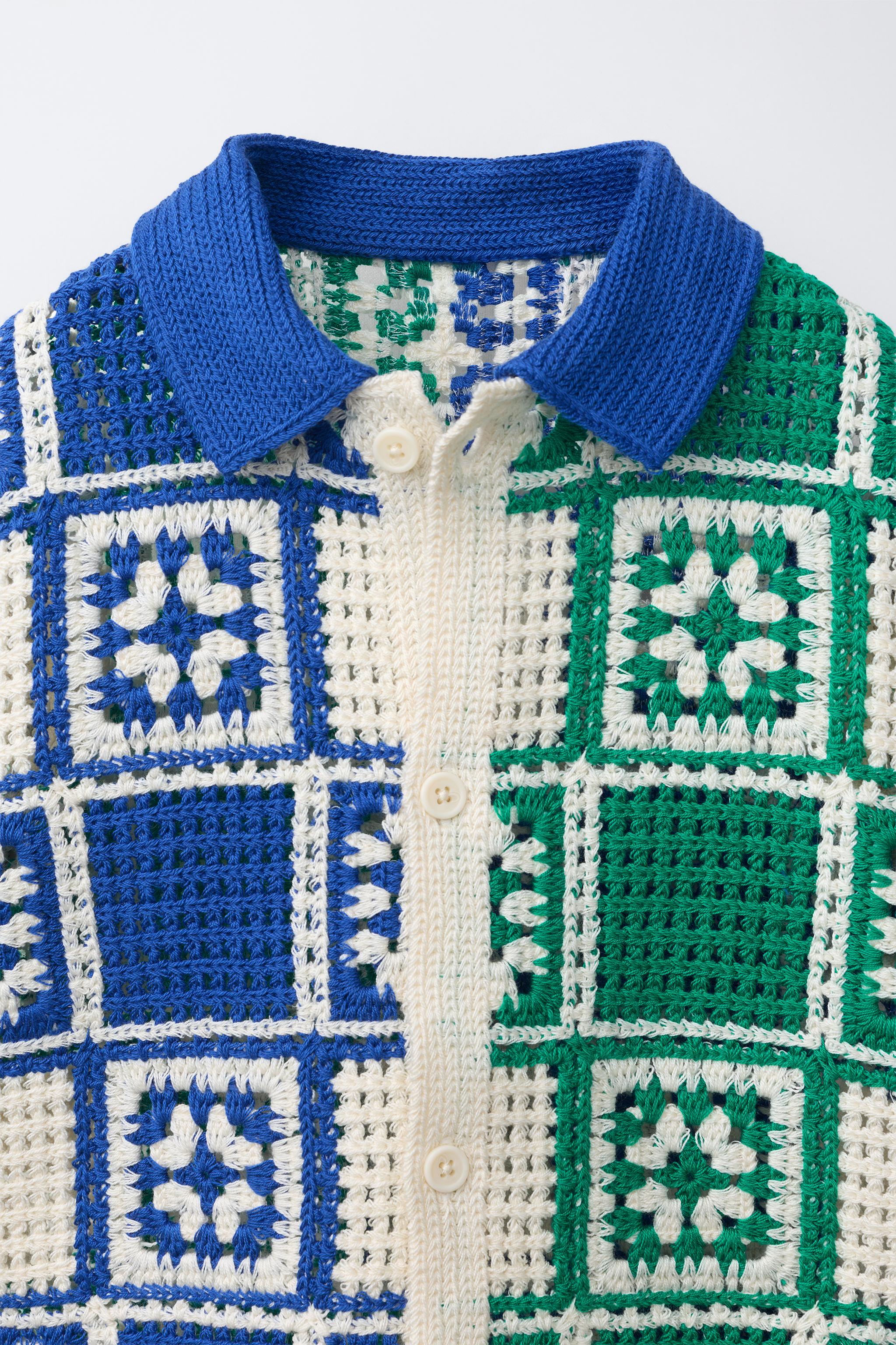 Детские рубашки Zara MOSAIC CROCHET KNIT SHIRT — фото 3