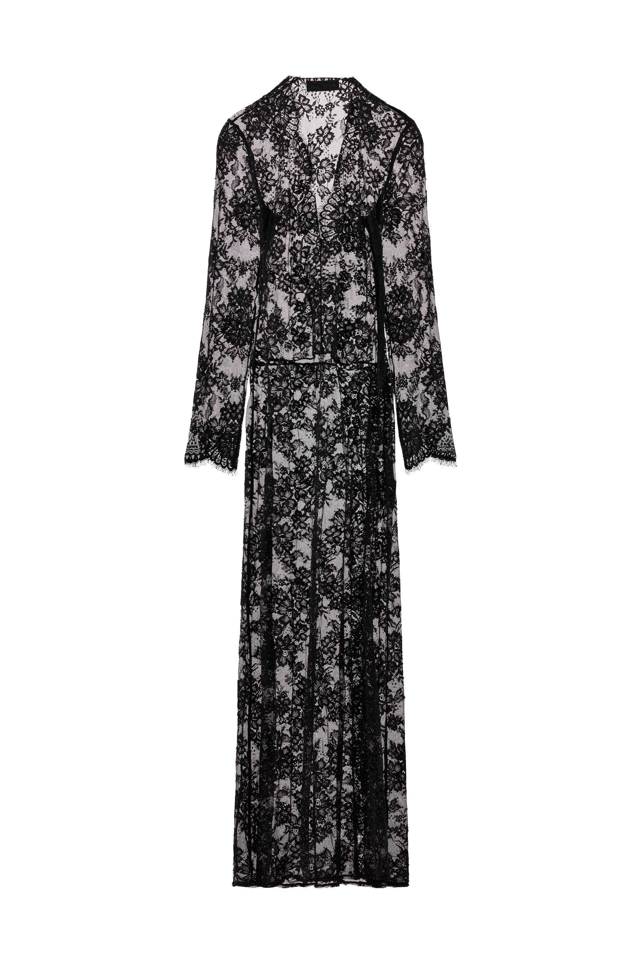 ZW COLLECTION LONG LACE DRESS - Black / White | ZARA United States