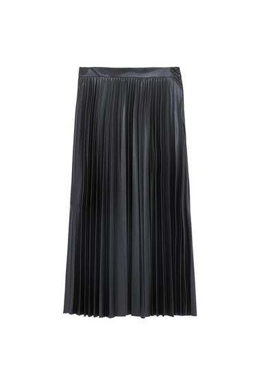 FAUX LEATHER PLEATED SKIRT