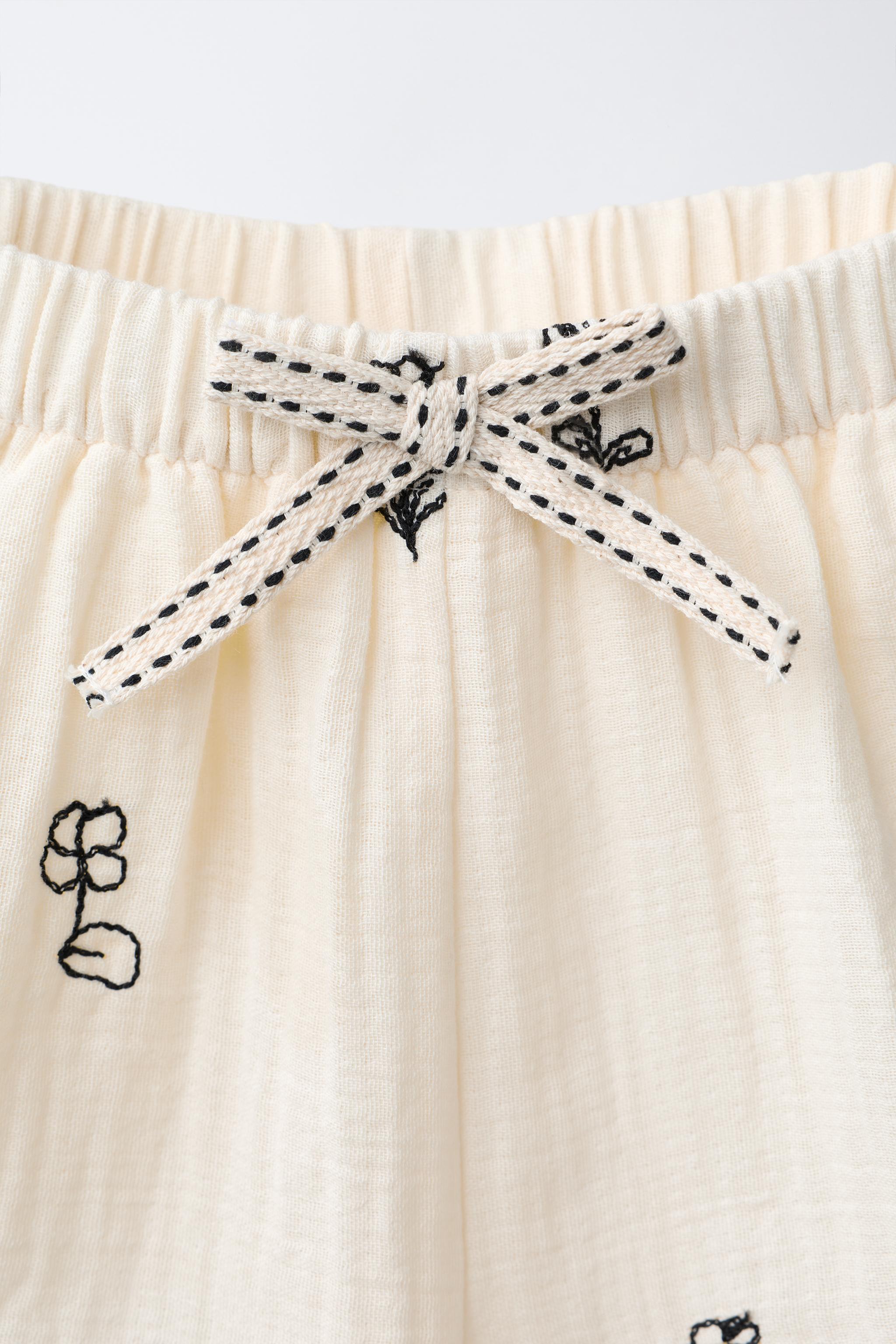 EMBROIDERED FLORAL TEXTURE SHORTS