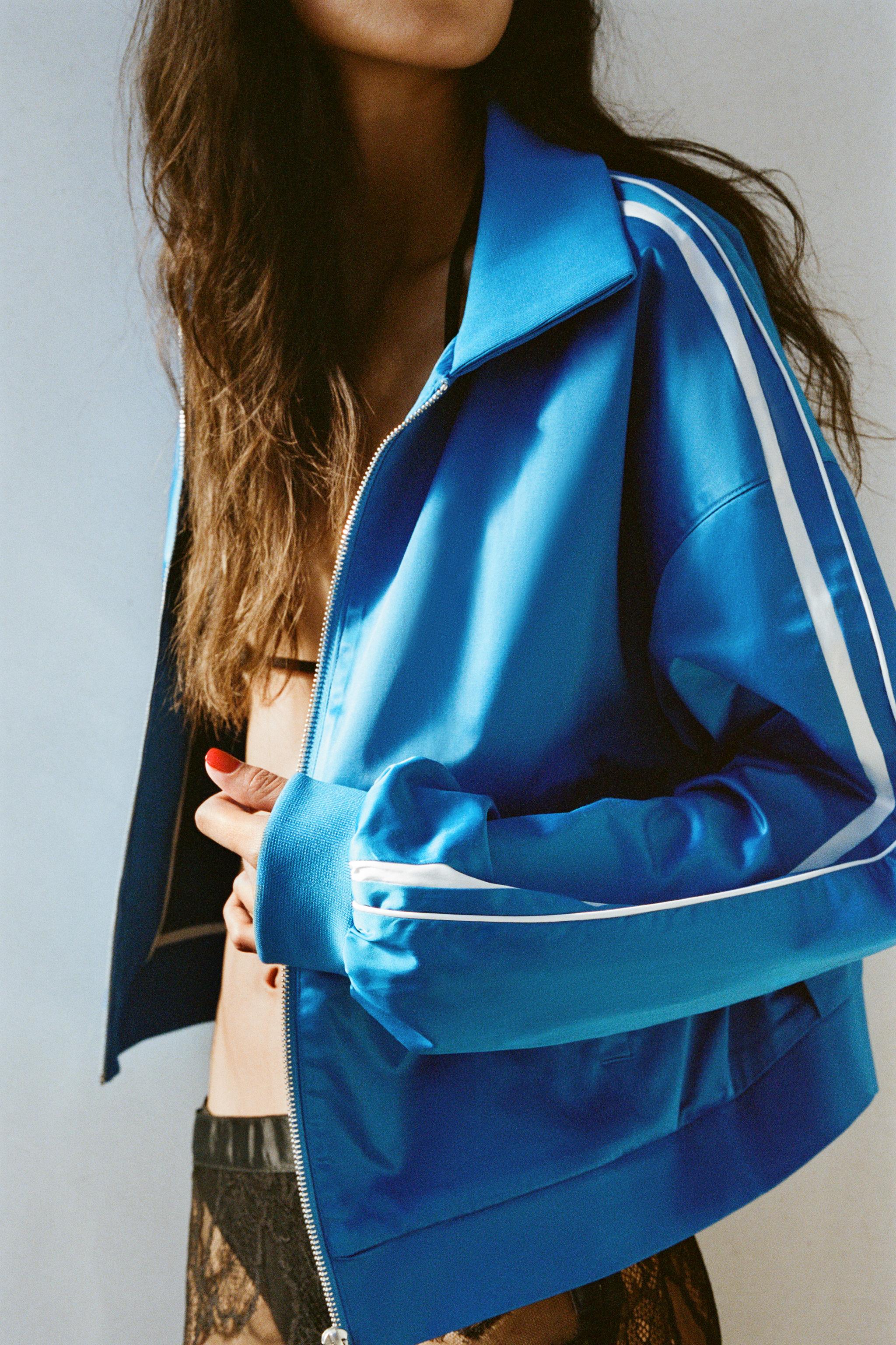 SATIN JACKET WITH SIDE STRIPES