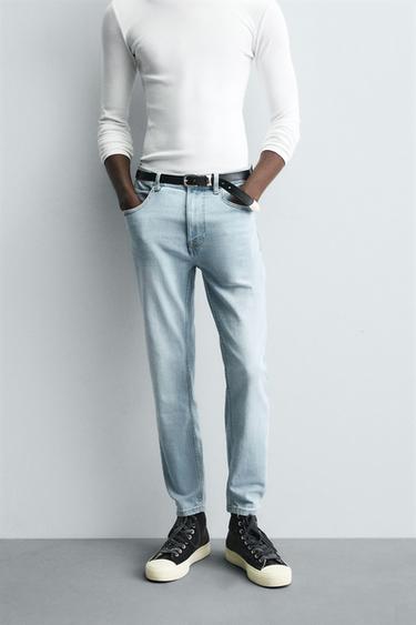 CROPPED SKINNY FIT JEANS - Light blue by Zara