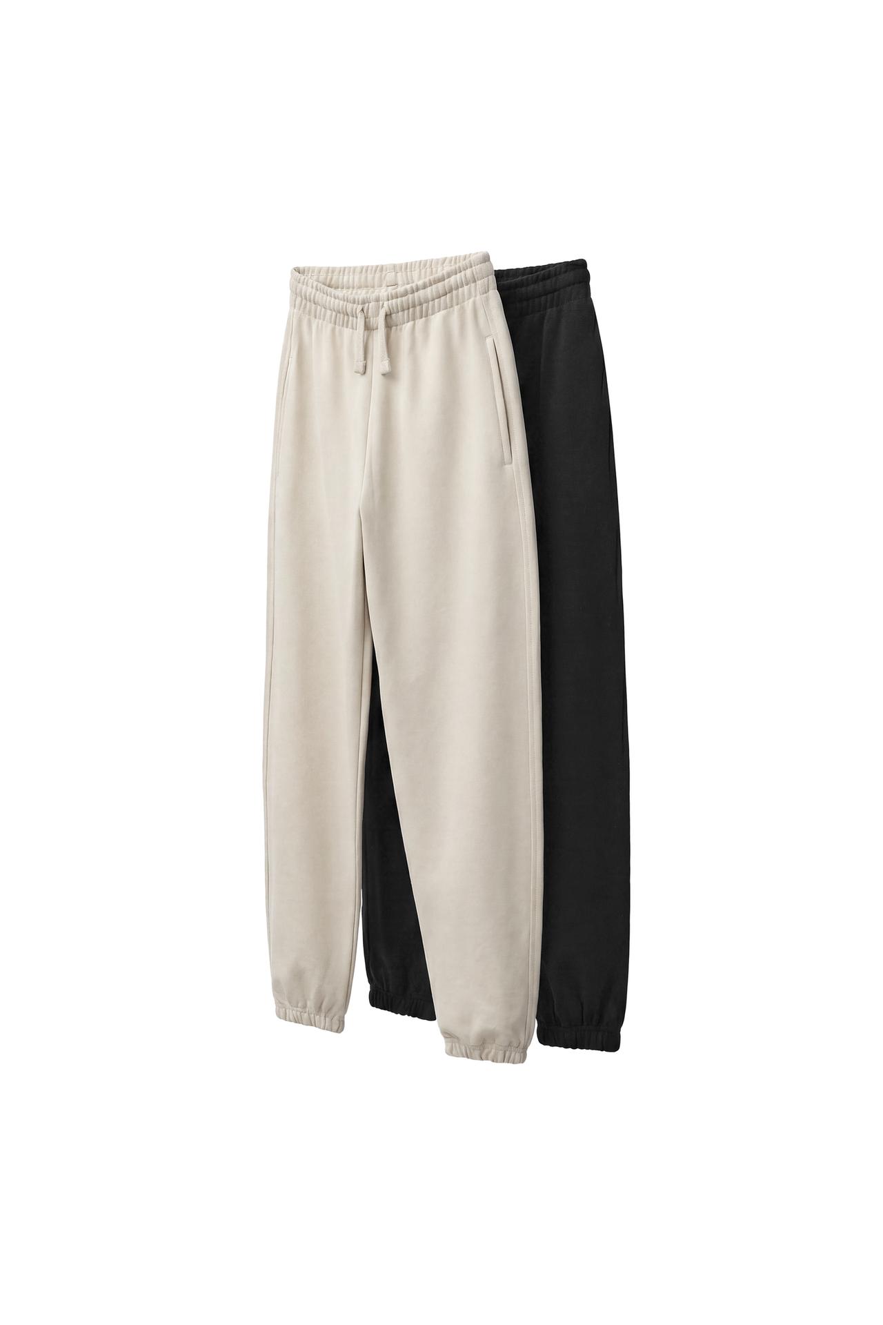TWO-PACK PLUSH PANTS — Ecru / Black