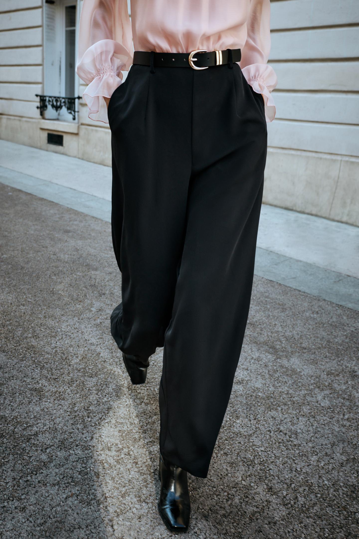 Женский комбинезон Zara Combined Belted Jumpsuit, цвет: Чёрный — фото 3