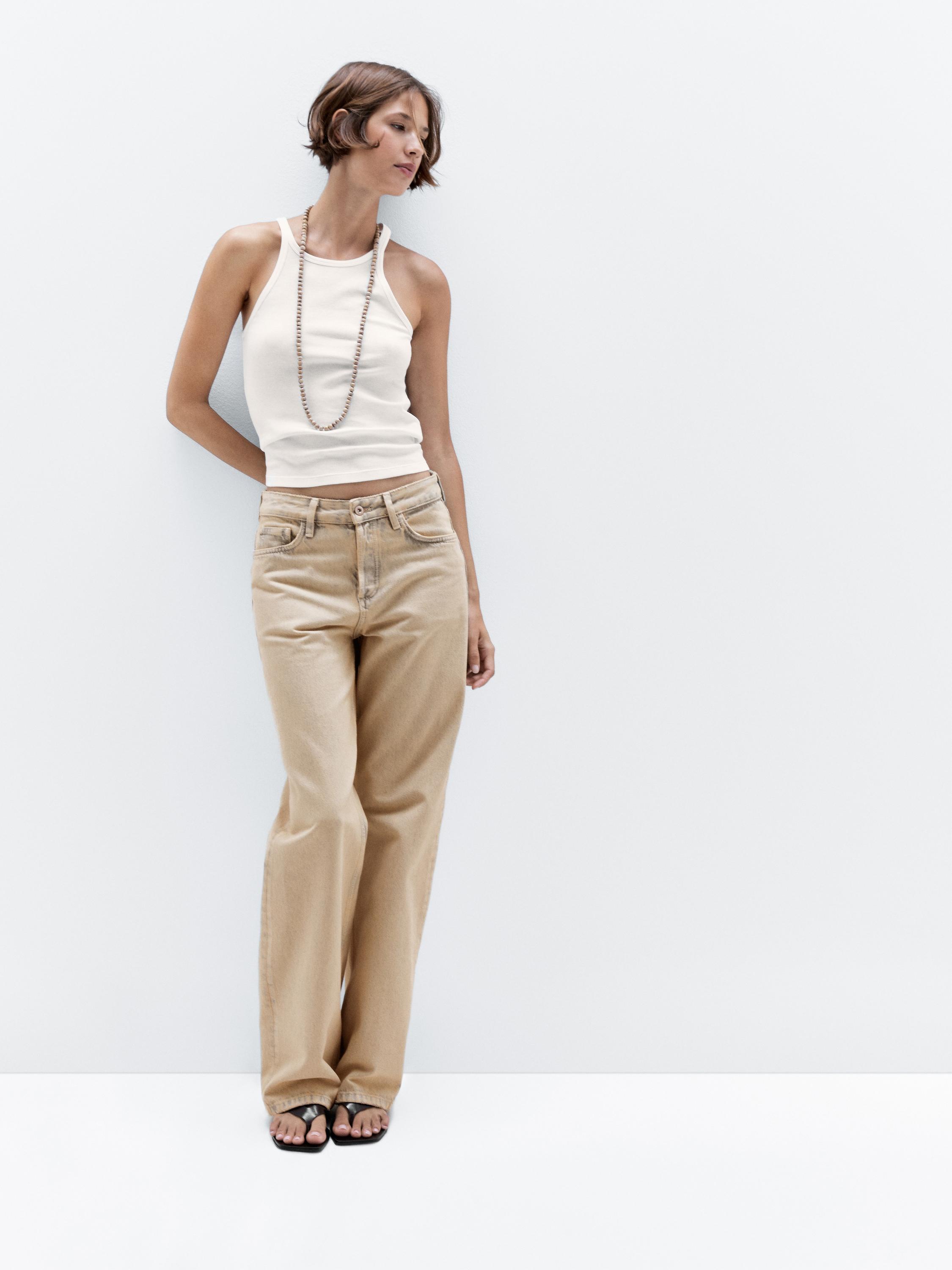 Jean large mid-rise coton