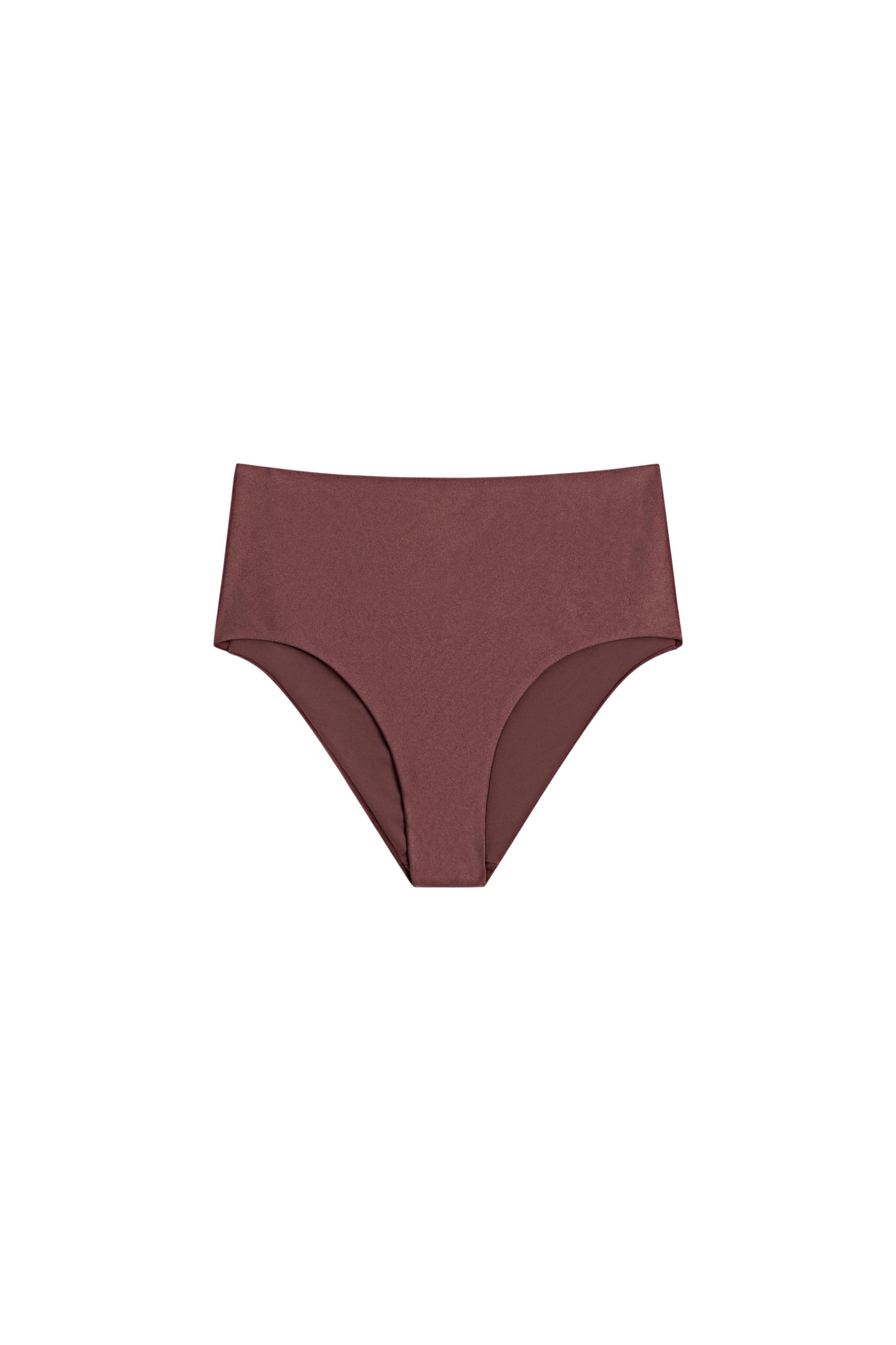 Shimmery high-waist bikini bottoms — Mink marl