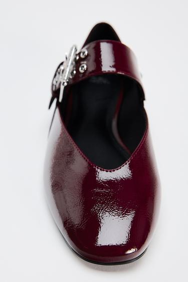 BUCKLE BALLERINAS - Burgundy Red by Zara - Image 3