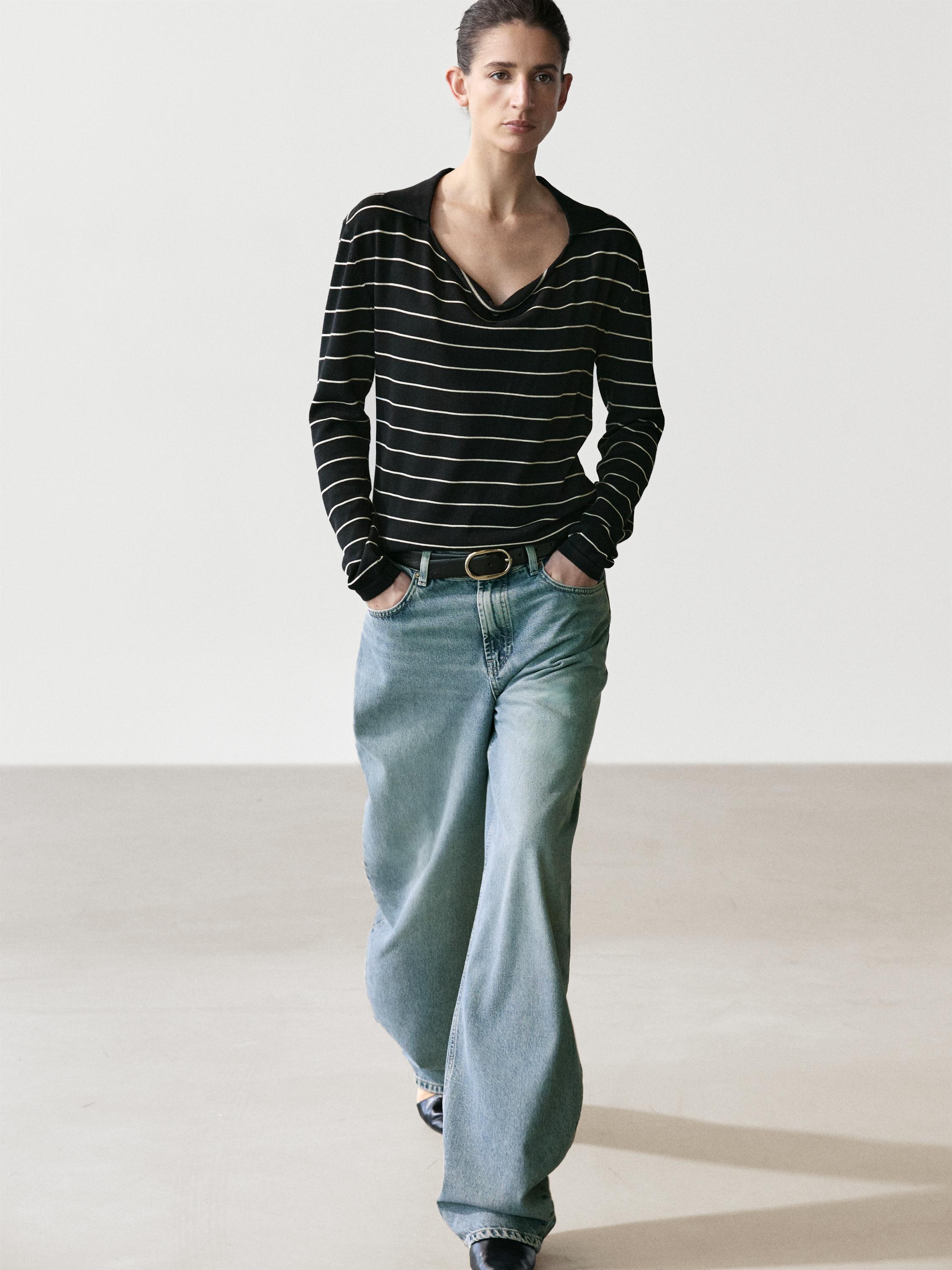 Polo rayé en maille de coton