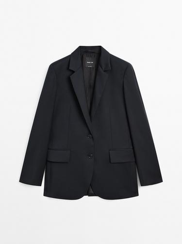 Zara 100% extra fine two-button blazer - Navy blue
