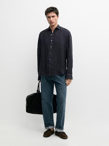 Camisa regular fit 100% lino - Índigo de Zara