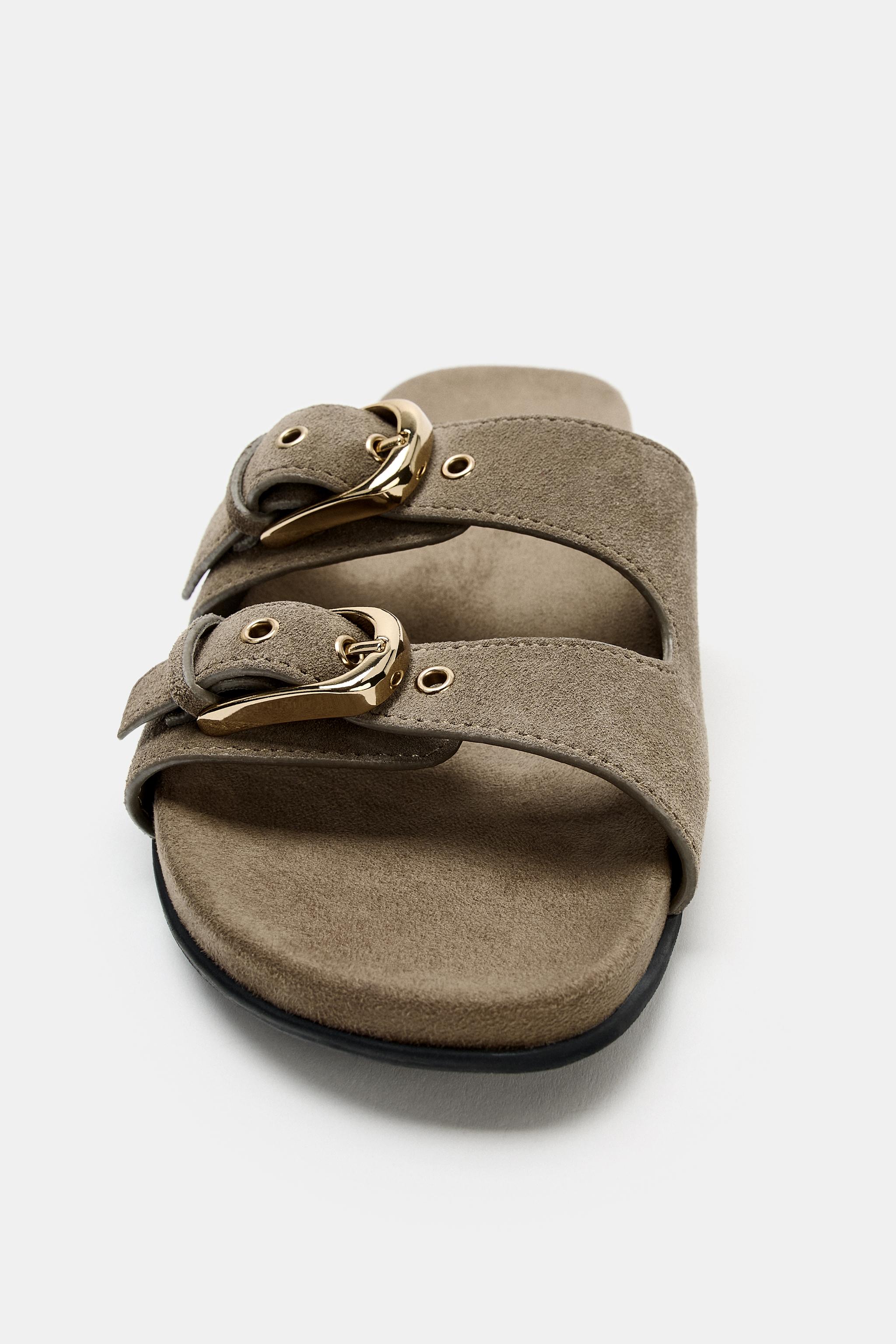 SUEDE BUCKLED SANDALS