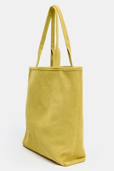 SAC SHOPPER EN DAIM - Jaune clair de Zara - Image 3