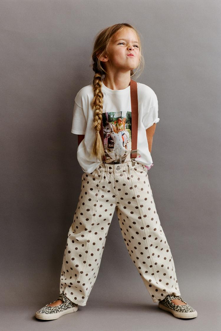 Pantalones de twill con pierna globo y lunares 5