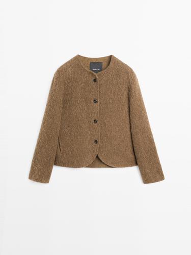 Chaqueta punto lana alpaca acabado cepillado - Oliva de Zara