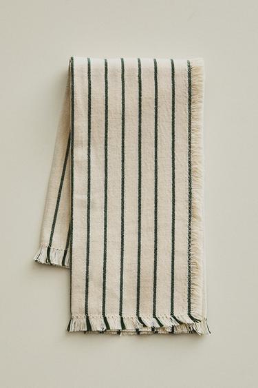 PACK OF STRIPED AND FRINGED NAPKINS (PACK OF 2) - Ecru by Zara