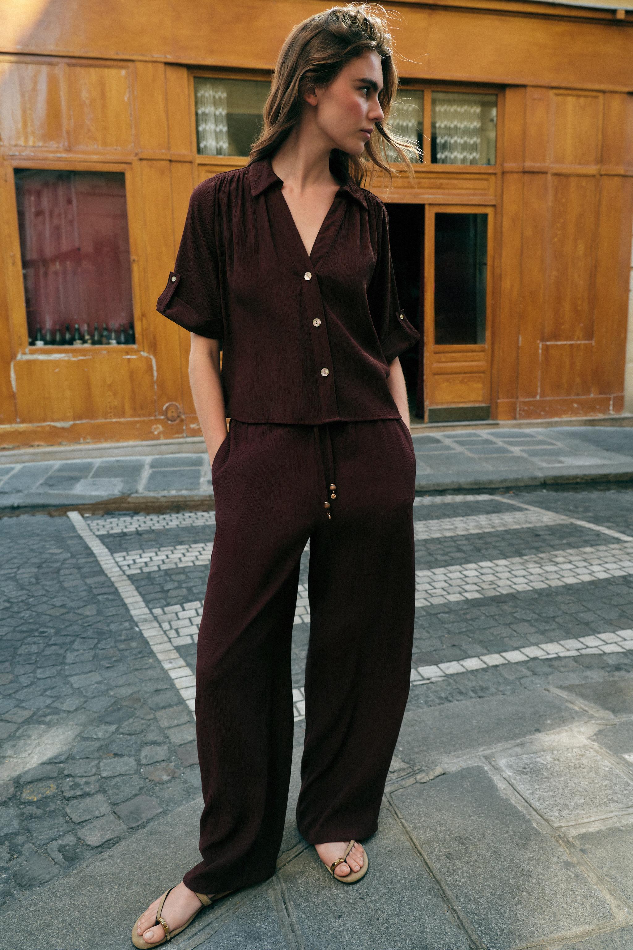 ストレートフルイドパンツ - オリーブグリーン | ZARA Japan / 日本