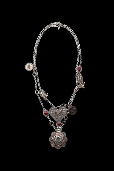 Zara 2-PACK HEART AND MEDALLION NECKLACES - Aged gold