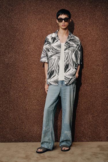 SEERSUCKER PRINT SHIRT - Dark grey by Zara